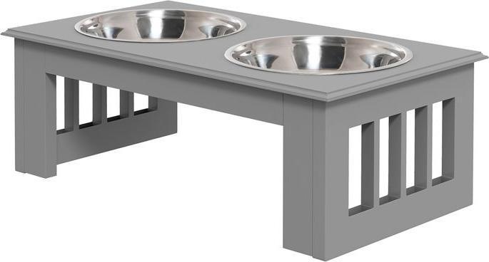 Produktbild Swisshandel24 Hunde-Futterstation, rutschfest, 44x24x15cm, Grau, 0,9L pro Napf (0.90 l)