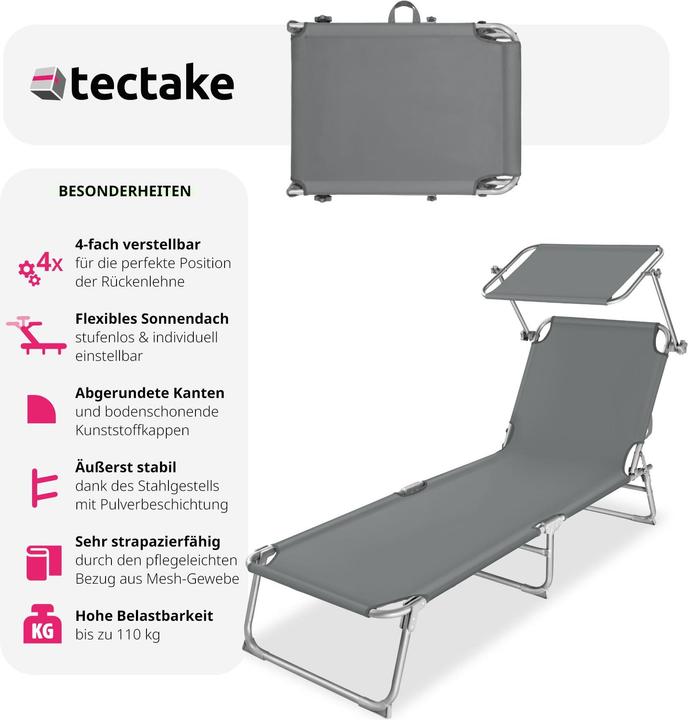 Produktbild tectake Gartenliege (190 cm)