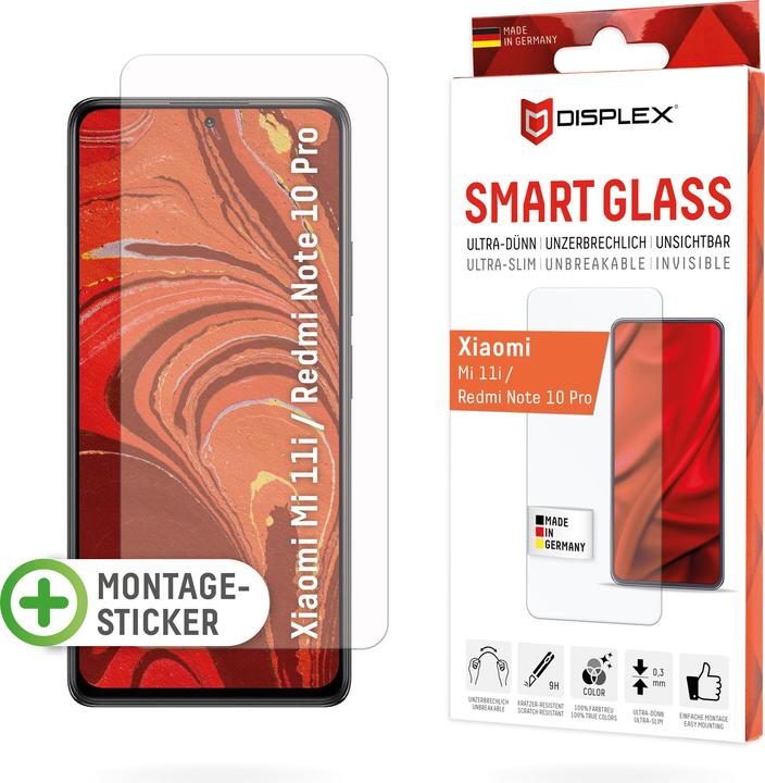 Actual product image Displex Smart Glass, Displayschutzfolie (1 Piece, Xiaomi Redmi Note 10 Pro, Xiaomi Mi 11i)