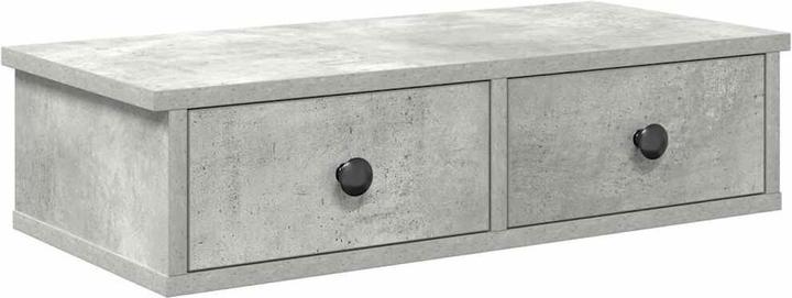 Actual product image VidaXL Wall shelf with drawers concrete grey 60x25x15 cm wood-based material (60 x 25 x 15 cm)