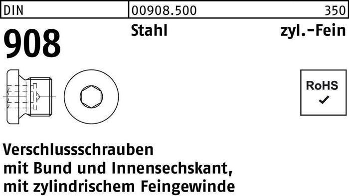 Produktbild Verschlussschraube DIN 908 m.Bund/Innen-6-kant M 30 x 2 Stahl