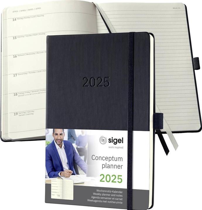 Actual product image Sigel Weekly note calendar 2025 C2514 1W/1S black 21.3x14.8cm (German)