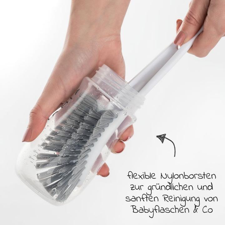 Produktbild MiaMia Reinigungszubehör Flaschenbürste mit integrierter Saugerbürste - Grau