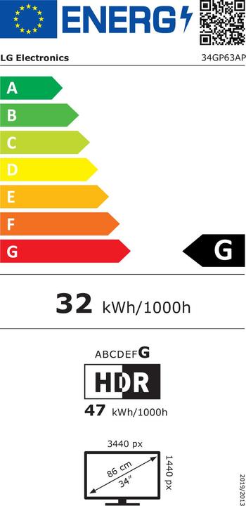 Energie-Label LG UltraGear 34GP63A-B (3440 x 1440 Pixel, 34")