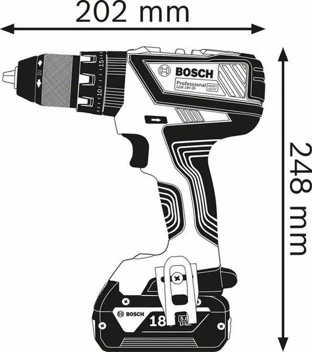 Actual product image Bosch Professional GSB 18V-28 cordless impact drill, solo version (Rechargeable battery operated)