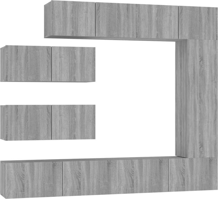 Actual product image VidaXL 7-piece TV cabinet set grey Sonoma wood-based material, colour: grey (30 x 30 x 30 cm)