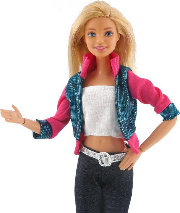 Image du produit Hermex Pantalon Veste et top pour poupée Barbie Rétro Noir Blanc Rose