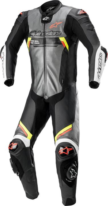 Rouge fluo, gris métal noir-gris