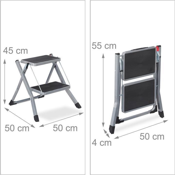 Actual product image Relaxdays Folding Step Ladder, 2 Rungs (Stile, 50 cm)