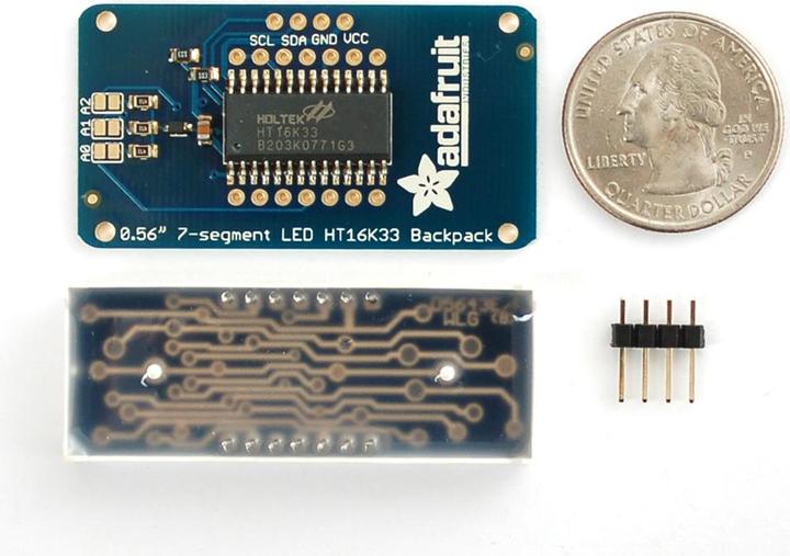 Image du produit Adafruit 0.56" 4 chiffres, 7 segments avec I2C Jaune (Divers)