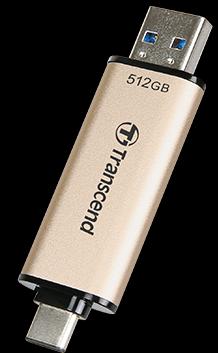 Actual product image Transcend JetFlash 930C USB flash drive 512 GB USB Type-A / USB Type-C 3.2 Gen 1 (3.1 Gen 1) Gold (512 GB, USB-C, USB-A, USB 3.2)