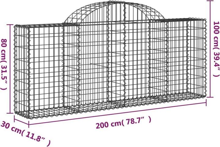 Immagine prodotto VidaXL Gabionen mit Hochbogen 14 Stk. 200x30x80/100cm Verzinktes Eisen