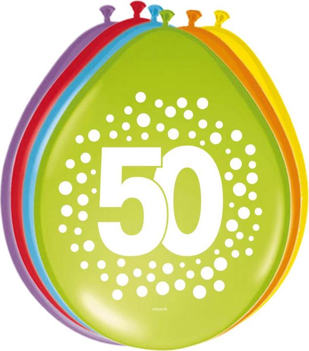 Actual product image Folat 50th birthday balloons: decoration round birthday (8 x)
