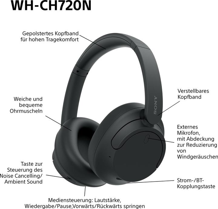 Produktbild Sony WH-CH720N (NC, 35 h, Kabellos, Kabelgebunden)
