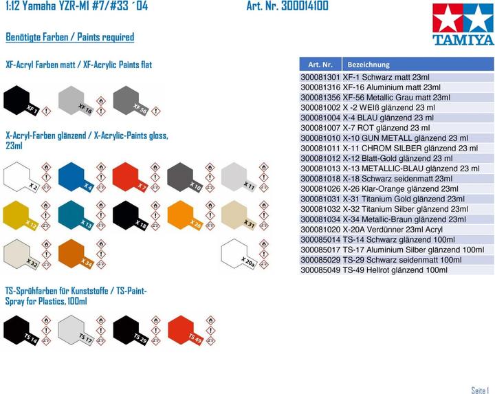 Actual product image Tamiya Yamaha YZR-M1