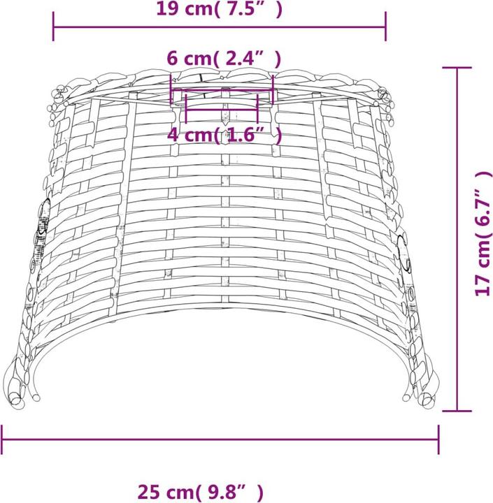 Produktbild VidaXL Lampenschirm Braun Ø25x17 cm Korbweide, Farbe: Braun