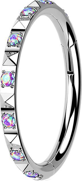 Star Piercing Micro Segmentring klappbar silber seitlich Pyramiden und Kristalle multicolor (ohne Messing, Titan G23)