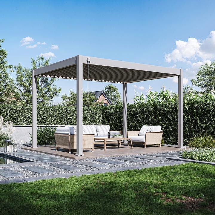 Produktbild Weide Pergola Classic 3x4m mit Lamellendach Sand (400 cm, 300 cm)
