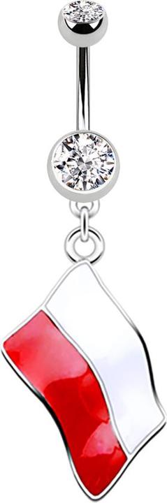 Image du produit Star Piercing Banane silber mit Anhänger Flagge Polen (Acier chirurgical 316L)
