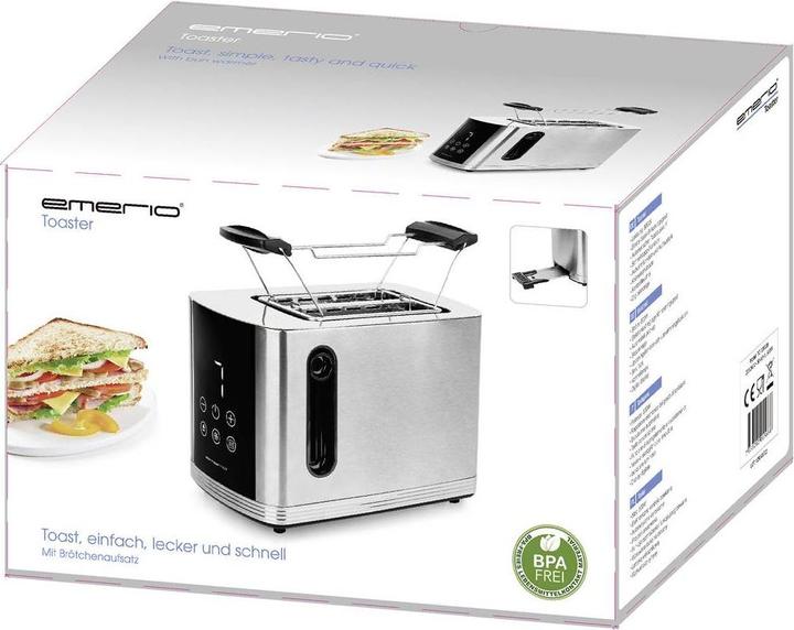Actual product image Emerio TO-128308 Toaster BPA-free, with bun rack Stainless steel, black
