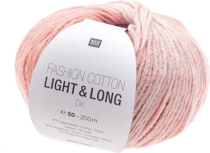 Immagine prodotto Rico Fashion Cotton Light & Long, rosa, 50 g, 185 m, 47 % CO, 46 % Acryl, 7 % PA (185 m)
