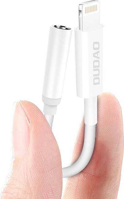 Actual product image Dudao Audio Adapter L16i Lightning to Mini Jack 3.5mm (white) (Lightning, 3.5mm jack)