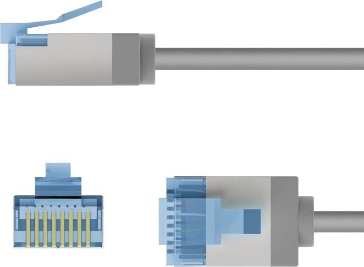 Actual product image Goobay Ultra-flexible CAT 6A patch cable, slim, U/FTP, grey (U/FTP, CAT6a, 10 m)