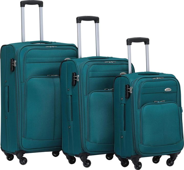 Actual product image Beibye 4 Wheels Travel Case 3pcs Turquoise Set
