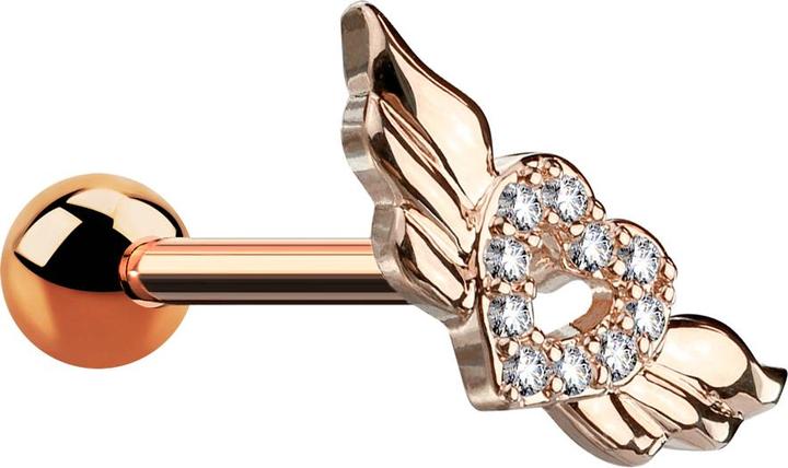 Immagine prodotto Star Piercing Micro Barbell rosegold Engelsflügel mit Kristallen (Acciaio chirurgico 316L, Ottone)