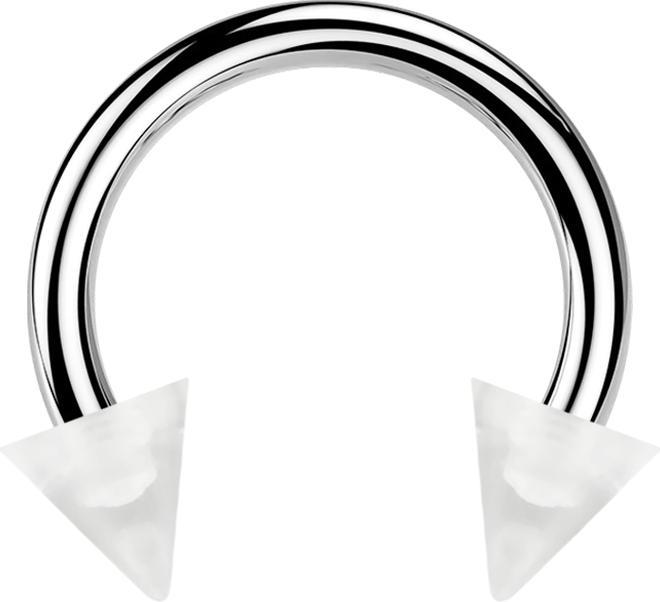 Star Piercing Micro Circular Barbell silber mit zwei Cones transparent (Acryl, ohne Messing, Chirurgenstahl 316L)