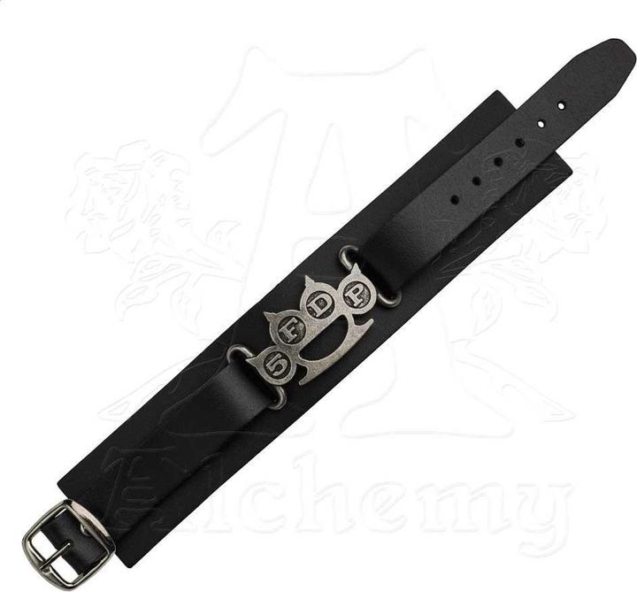 Actual product image Five Finger Death Punch Unisex Adult Knuckle Duster Leather Wristband (100% synthetic material)