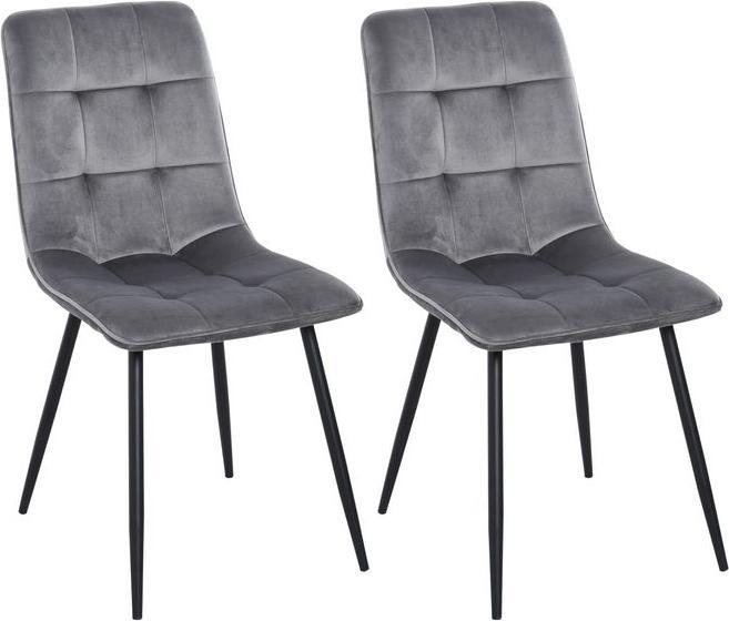 Produktbild Swisshandel24 2er-Set Esszimmerstuhl Polsterstuhl Küchenstuhl Esstisch Schaumstoff Metall Grau+Schwarz 45 x 63 x 9