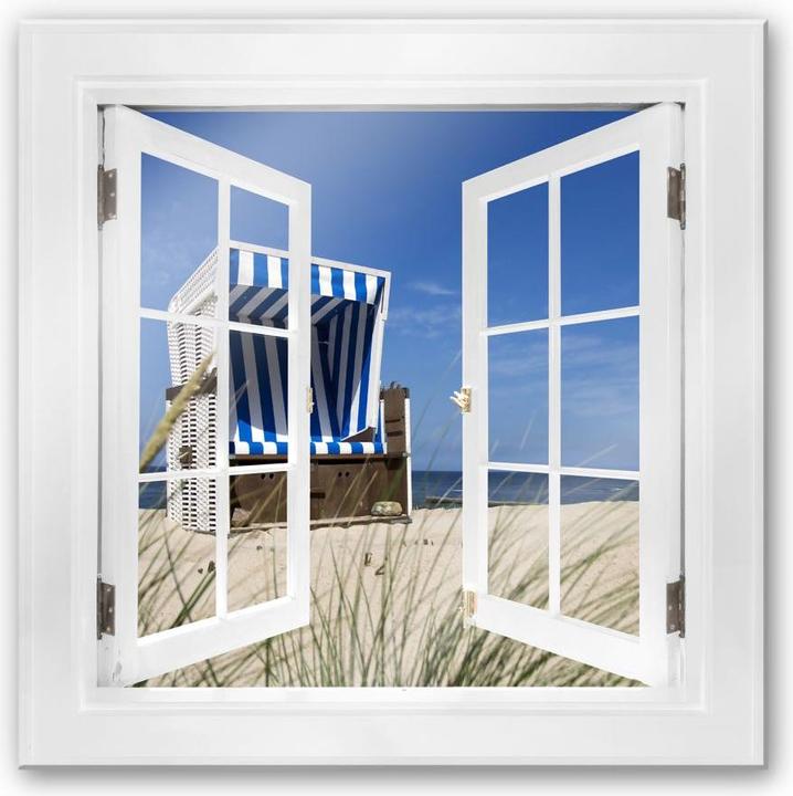 Produktbild Trenddeko 3D Fenster quadratisch - Strandkorb (50 x 50 cm)