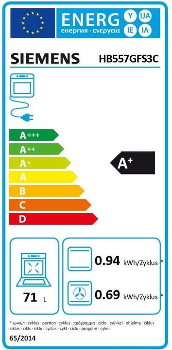 Label énergétique Siemens HB557GFS3C