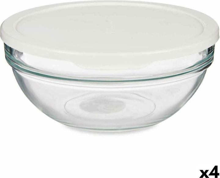 Actual product image Pasabahce Runde Lunchbox mit Deckel Chefs Weiss 1,135 L 17,2 x 7,6 x 17,2 cm (4 Stück)