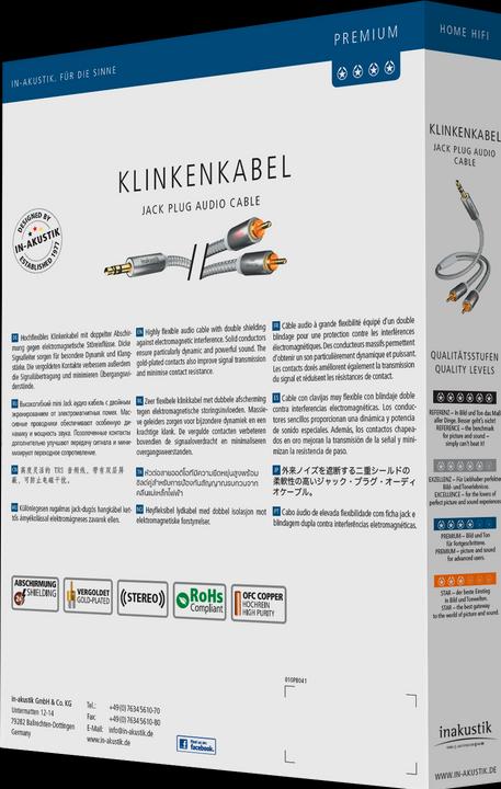 Actual product image Inakustik Jack cable (1.50 m, 3.5mm jack (AUX), Cinch)