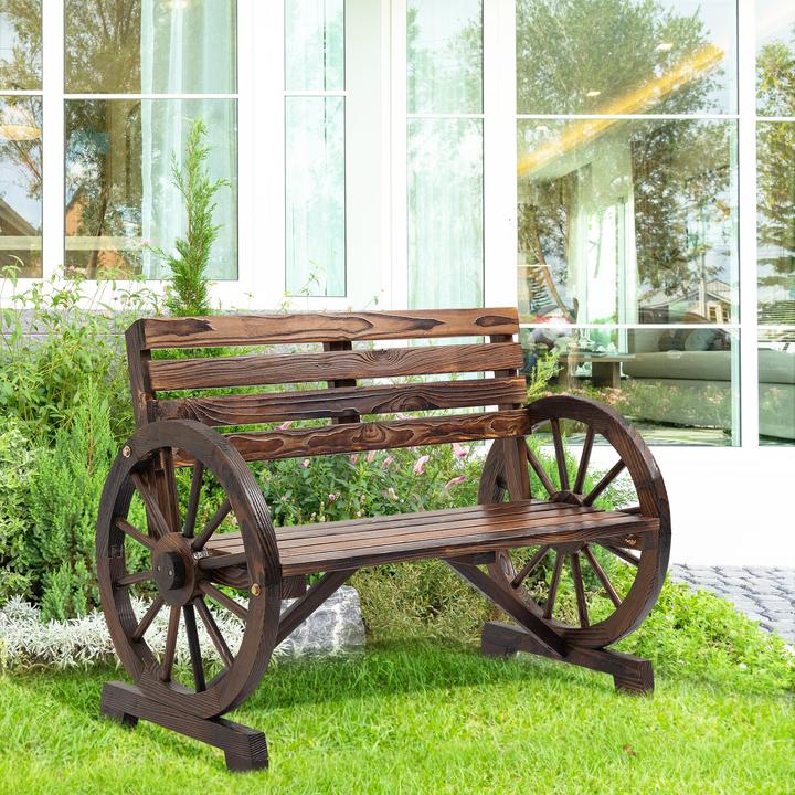 Produktbild Outsunny Gartenbank Wagenrad-Design