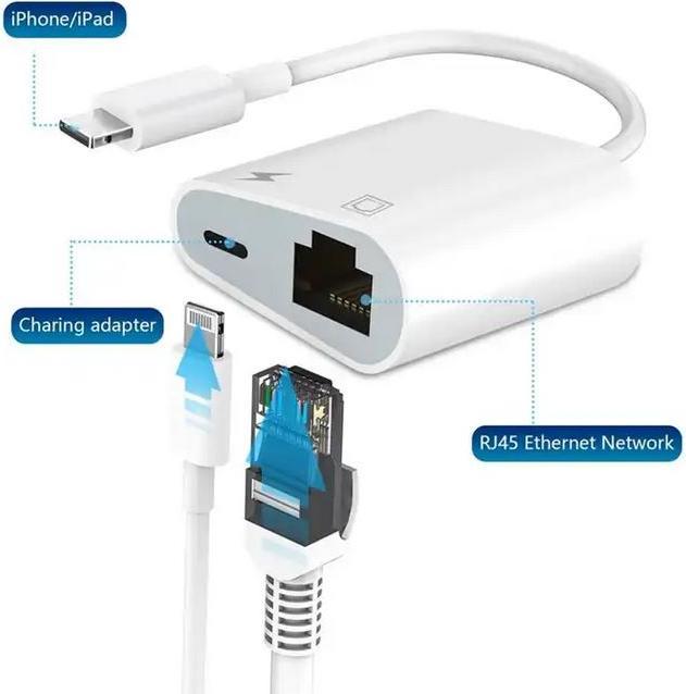 Image du produit PhoneLook Adaptateur multiport Lightning vers RJ45 Ethernet LAN avec port d'alimentation USB-C