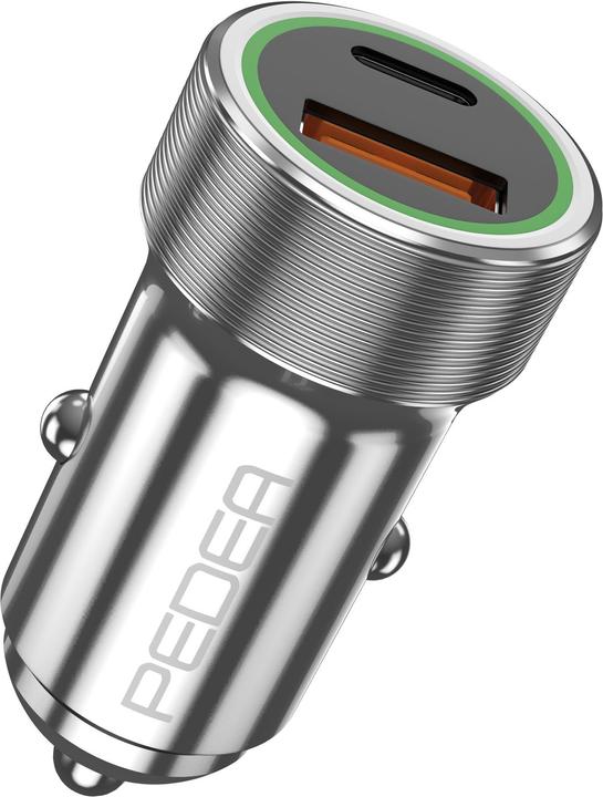 Pedea KFZ-Schnelladegerät ""Dual"" 20 Watt für USB Typ A/C, silb