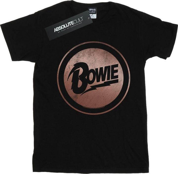 Actual product image David Bowie Womens/Ladies Rose Gold Circle Cotton Boyfriend T-Shirt (XXL)