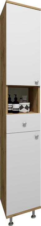 VCM Holz Badmöbel Hochschrank Badregal Badschrank Badezimmer Schublade Regal Nilosi (30 x 31 x 185 cm)