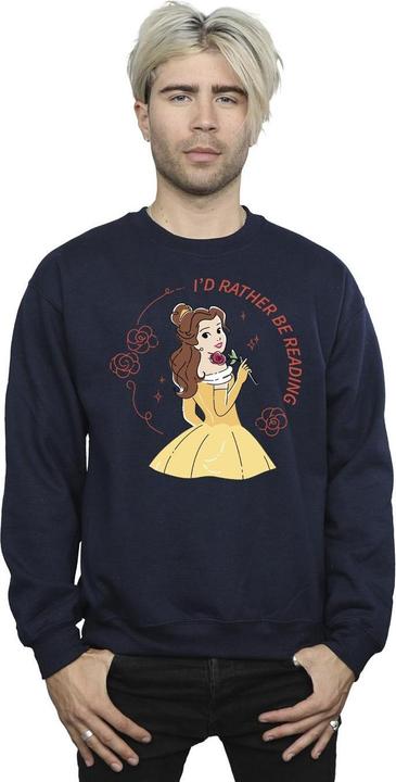 Actual product image Disney Mens Beauty And The Beast I'd Rather Be Reading Cotton Sweatshirt (XXL)