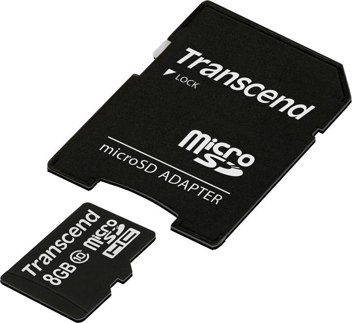 Actual product image Transcend Flash memory card 8GB Micro SDHC, C10 (8 GB, SDHC, U1)
