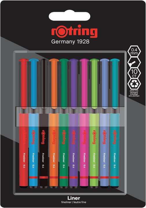 Actual product image Rotring Fineliner Fine Fibre Pens Fun Colours (Multicoloured, 10 x)