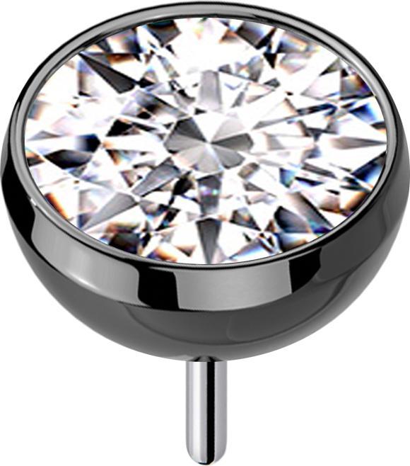 Immagine prodotto Star Piercing Threadless Halbkugel schwarz mit Kristall silber (senza ottone, Titanio G23)