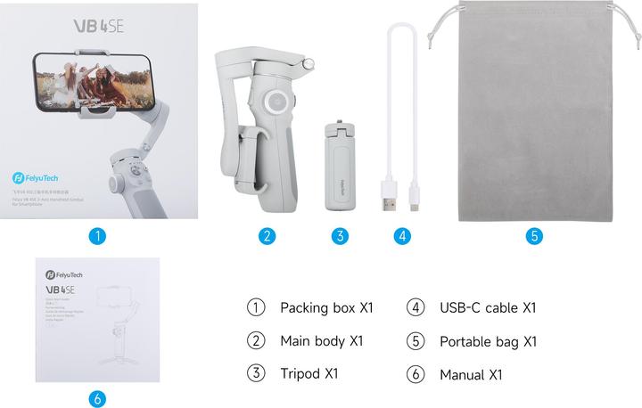 Produktbild FeiYu Tech Vimble 4SE, 3-Achsen Handheld Gimbal für Smartphone (Smartphone)