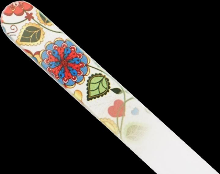 Image du produit Lime en verre - double face, gravée dans du verre trempé, fleurs, longueur : 13,5cm