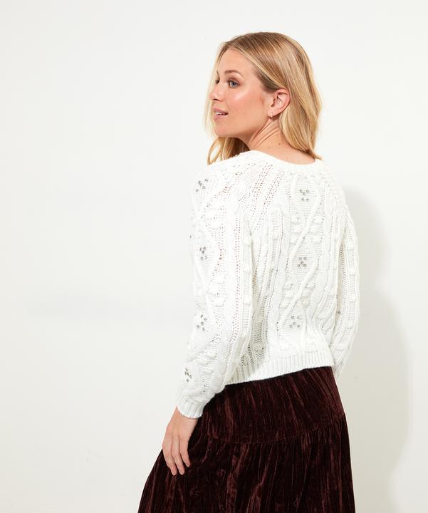 Actual product image Joe Browns Diamanté Embellished Cable Knit Cardigan (44)