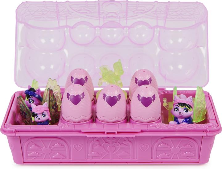 Hatchimals Cartone per uova Rainbowcation con famiglia di lupi, playset con 10 figure CollEGGtibles e 2 Zu