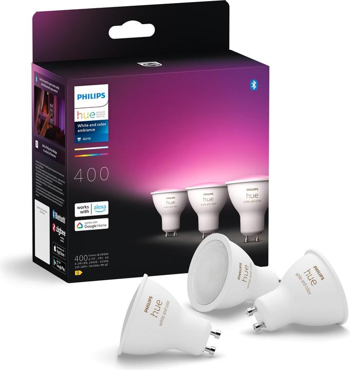 Produktbild Philips Hue White & Color Ambiance (GU10, 4.20 W, 400 lm, 3 x, E)